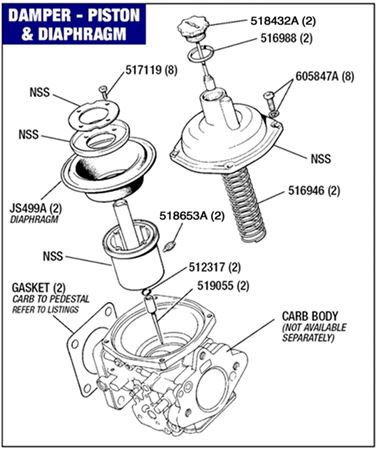 Triumph Stag Carburettor - Damper Piston and Diaphragm